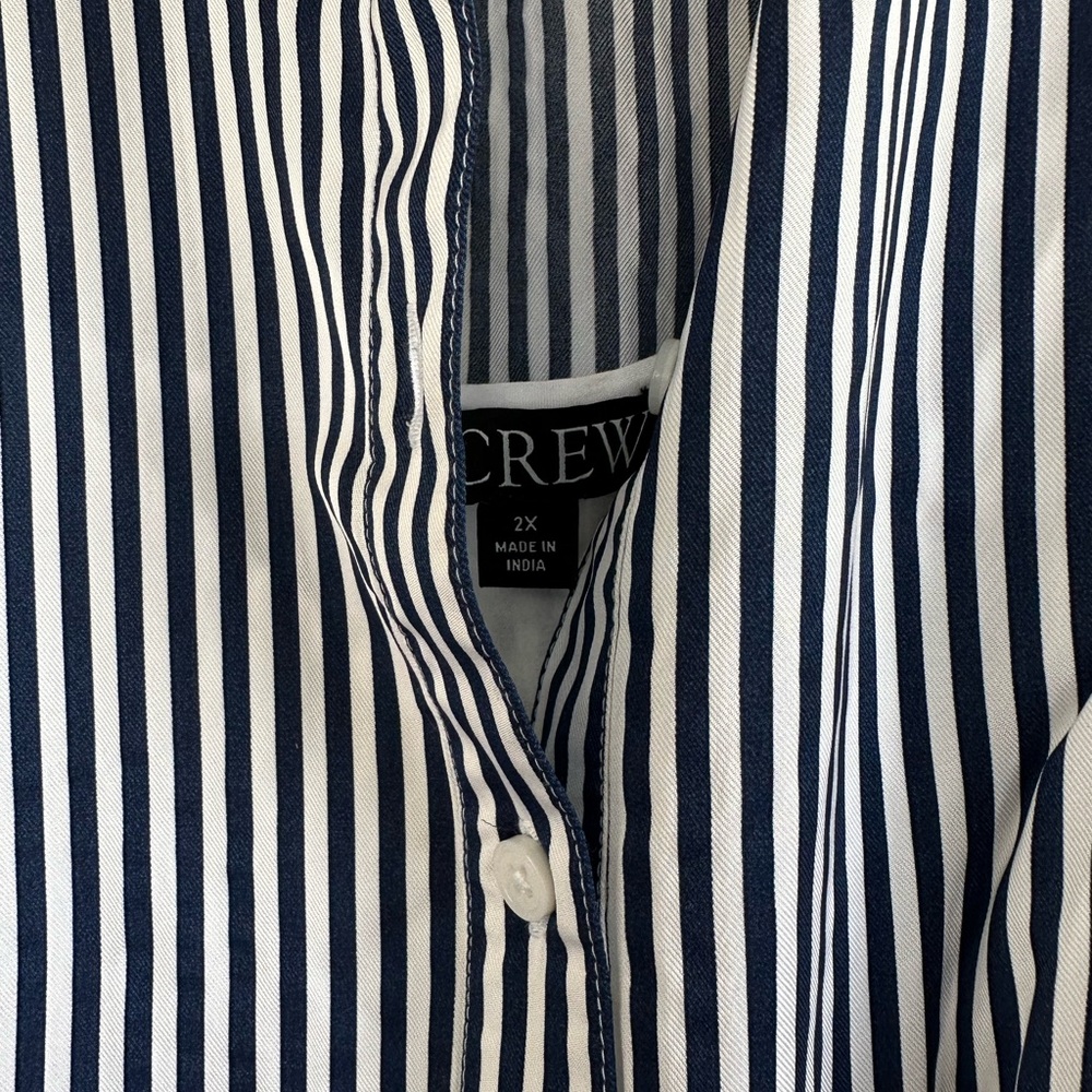 Women’s J. Crew Striped Button-Front Midi Dress in Navy and White - Picture 5 of 6